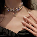 European and American Luxury Hip Hop Choker Super Flash Crystal Clavicle Chain Necklaces for Anniversary and Gift