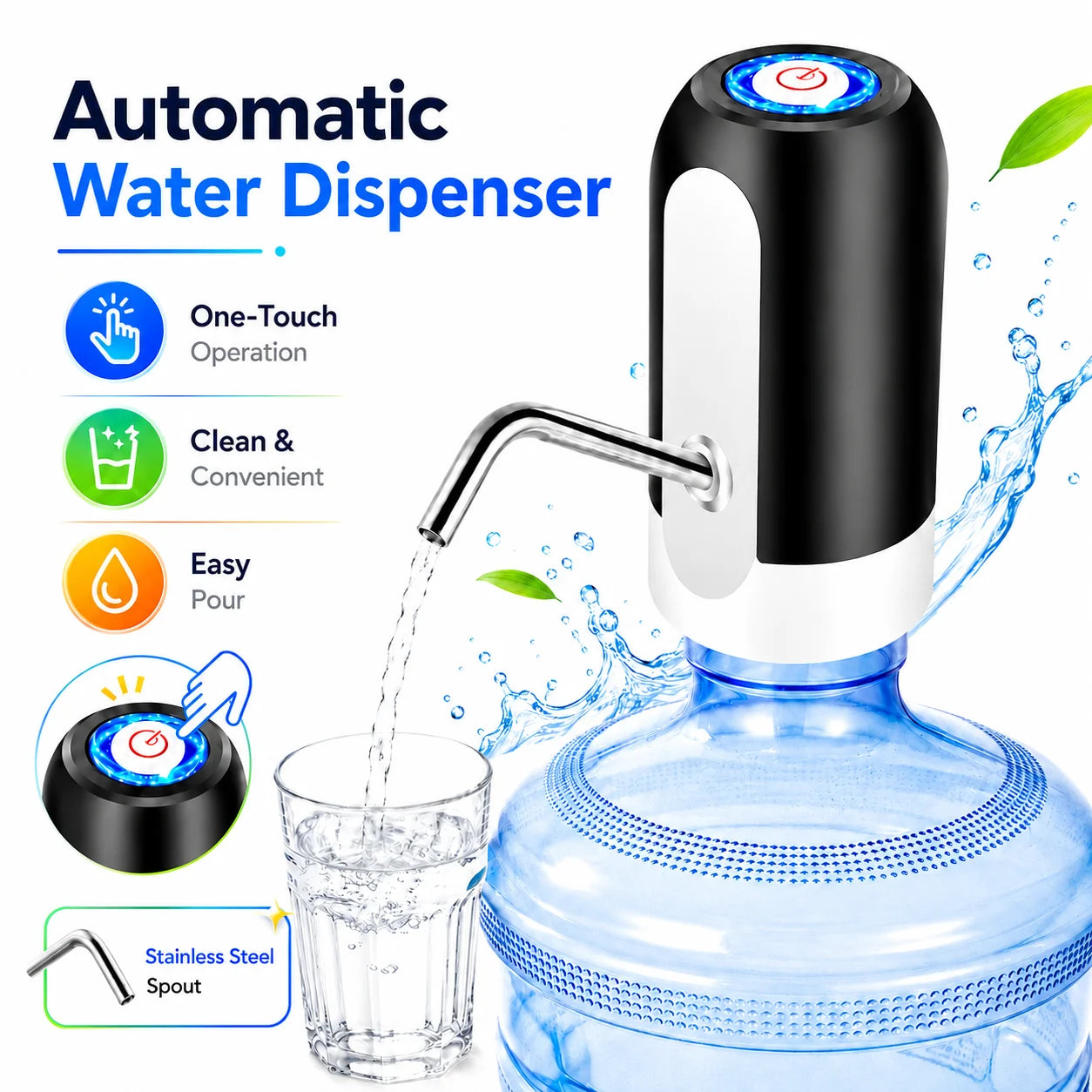 Mini Portable Water Bottle Pump USB Charging Automatic Electric Water Dispenser Auto Switch Water Press