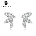 Full D Color Piercing Ear Jewelry 925 Sterling Silver Cute Leaf-shape Moissanite Earrings for Women