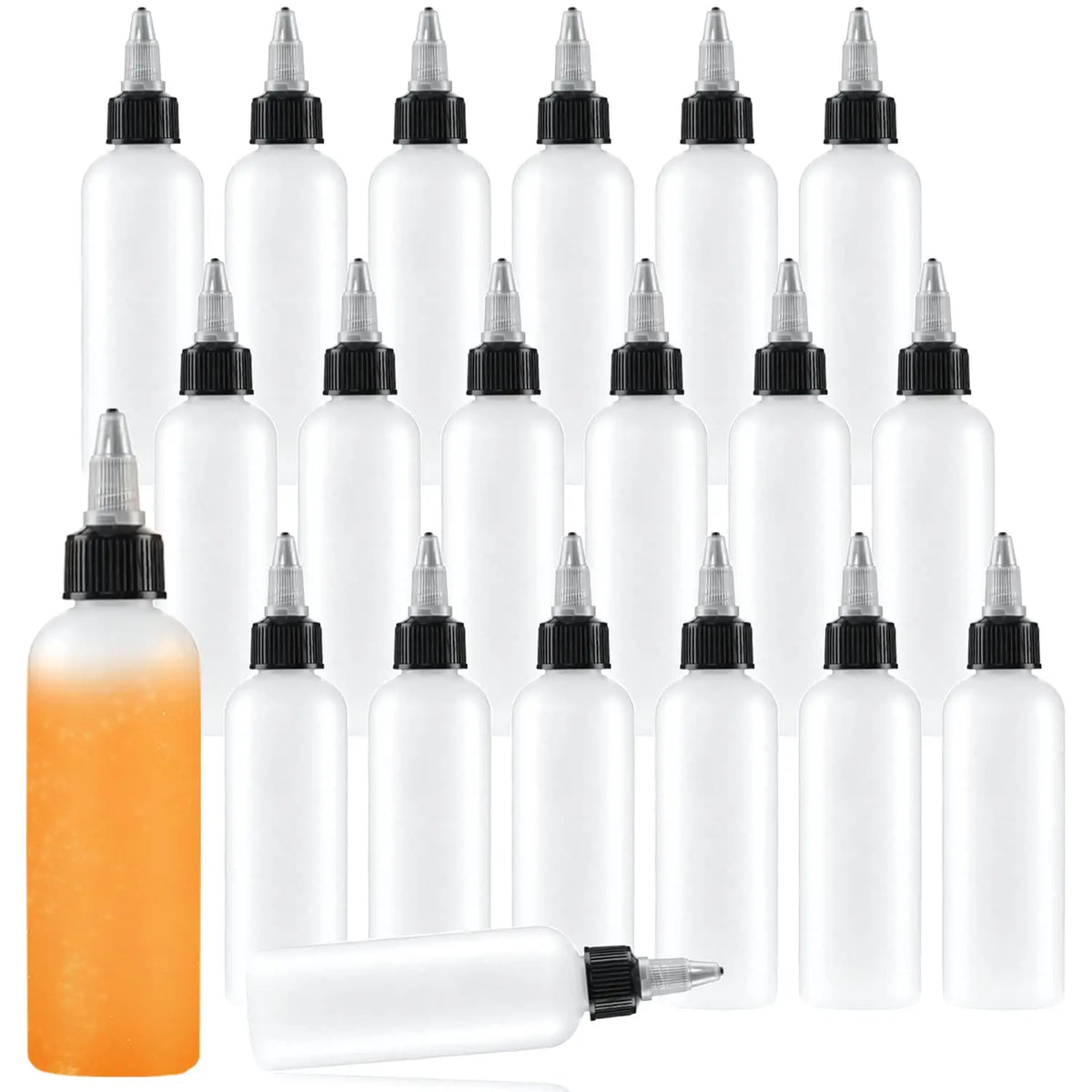 4oz 6oz 8oz 10oz 12oz 16oz Empty Plastic Squeeze Applicator Bottles with Black Twist Cap Glue Bottle Hair Oil Bottle Container
