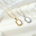 Retro Stainless Steel Zircon Shell Pendant Clavicle Chain Fashion Geometric Necklace for Women Exquisite Jewelry