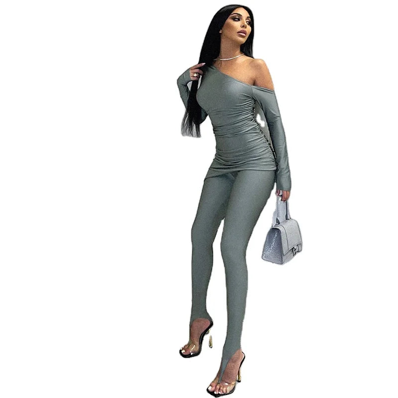 2024 Autumn Women Elegant Outfits Modest 2 Pieces Leggings Sets for Women Pants and Crop Top Set Sexy Y2K Tracksuit