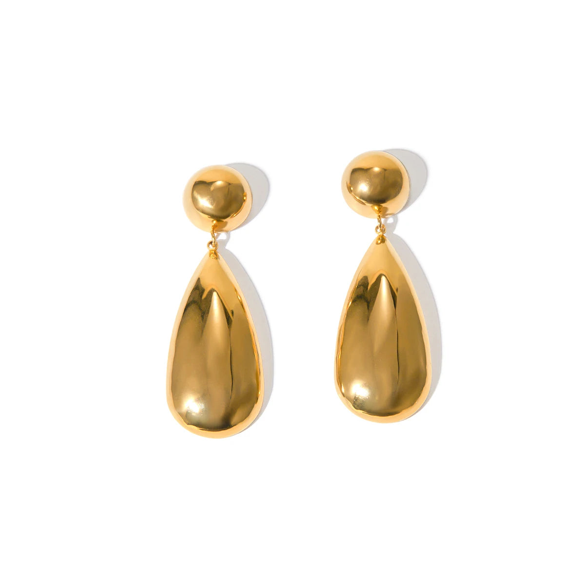 J&D Hemisphere Water Drop Earrings 18K PVD Gold Plated Earrings Stainless Steel Fashion Earrings for Women