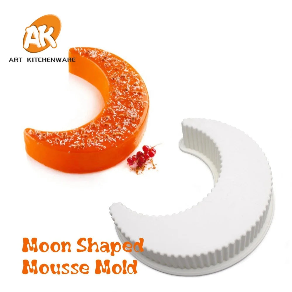 AK 3D Moon Silicone Mousse Cake Mould for Dessert Pastry Tray Baking Moulds Frozen Mold Cake Decorating Tools for Bakery MC-40