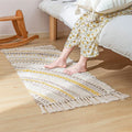 Y-Z Nordic Moroccan Bedroom Floor Mat Geometric Black White Tassel Woven Cotton Stain Resistant Living Room Rug