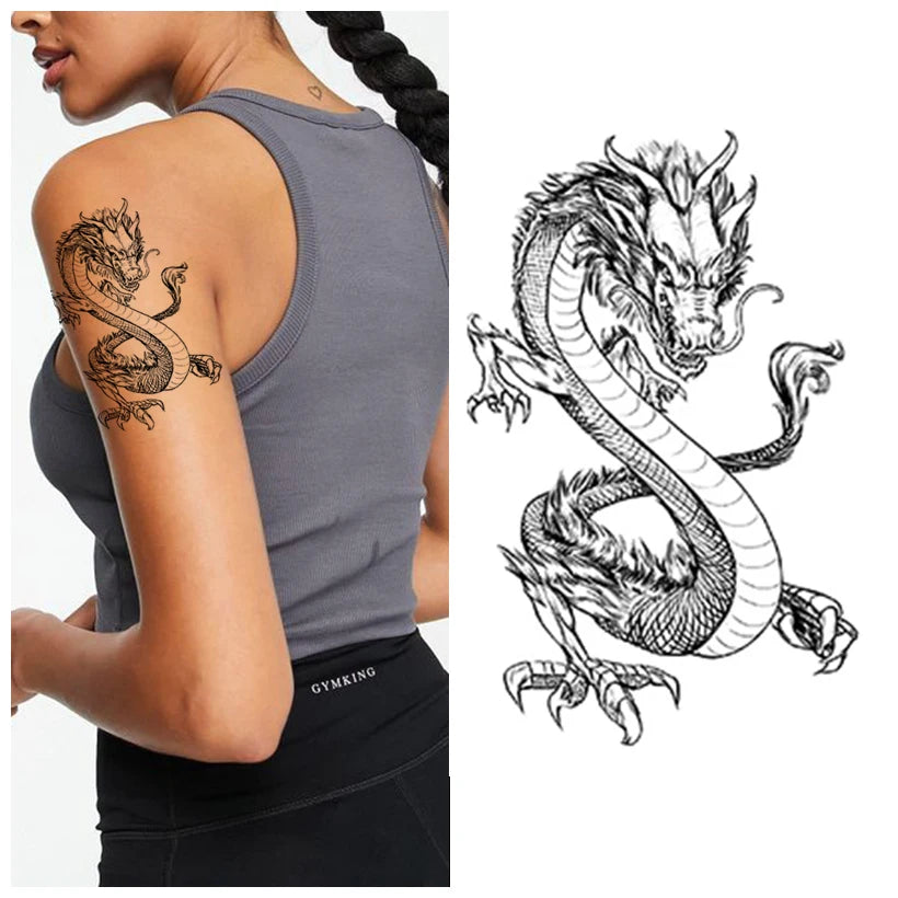 New Style Men's Temporary Tattoo Stickers Non-Toxic Animals Design Arm Leg Shoulder Water Transfer Feature Paper Material TBS