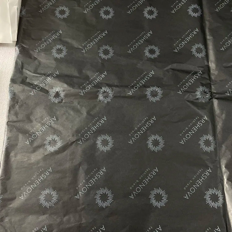 Print Black Wrapping Silk Tissue Paper Custom Logo for Packaging Clothing Packing Paper Roll Sheets With Logo