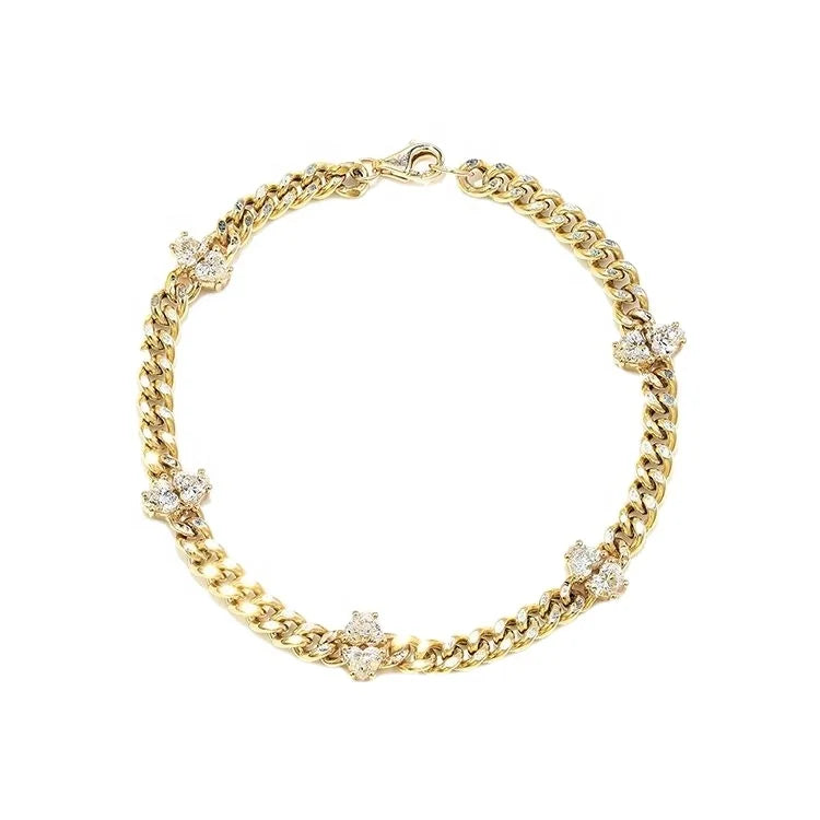 Custom Heart Cut VVS Lab Grown HPHT CVD Diamond 18K Gold Women's Fine Jewelry Bracelets and Bangles