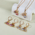 Factory Supply Collection Animals Elegant Fancy Beautiful Swan 18k Laminated Gold Zirconia Necklace and Earring Set for Women