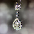 CAOSHI Shiny Silver Plated Round Cut Cubic Zircon Teardrop Pendant Necklace Bridal Wedding Diamond Necklaces