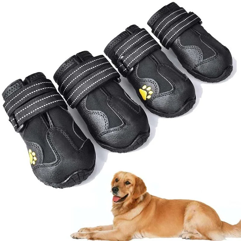 Manufacturer Wholesale Classic Custom Logo Dog Shoes Waterproof Non-Slip Wear-Resistant Snow Winter Polyester Warm Pet Shoes