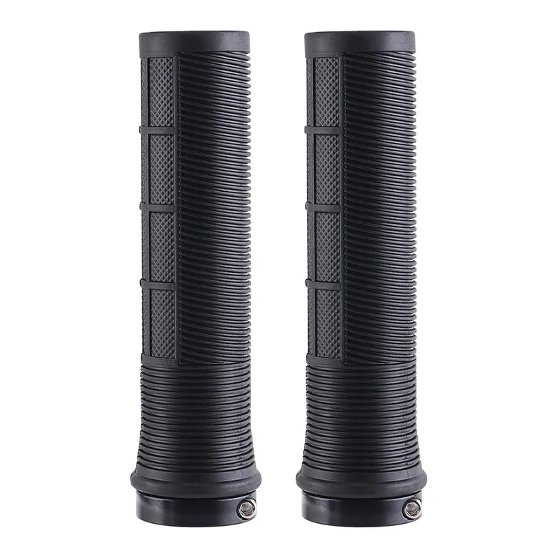 Ergonomic Anti Slip TPR Rubber Bike Handle Grips with Lock Ring for 22.2mm Mountain BMX Folding Bicycle Comfortable Durable Use