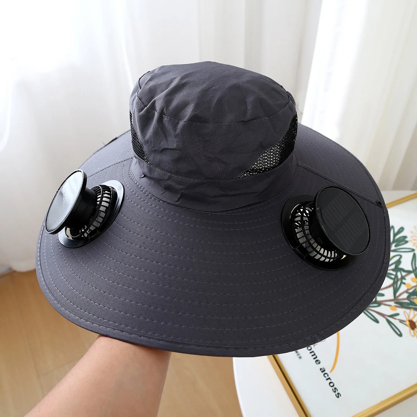 Summer Big Eaves Electric Solar Hat Male/female UV Fisherman Sun Solar Fan Hat