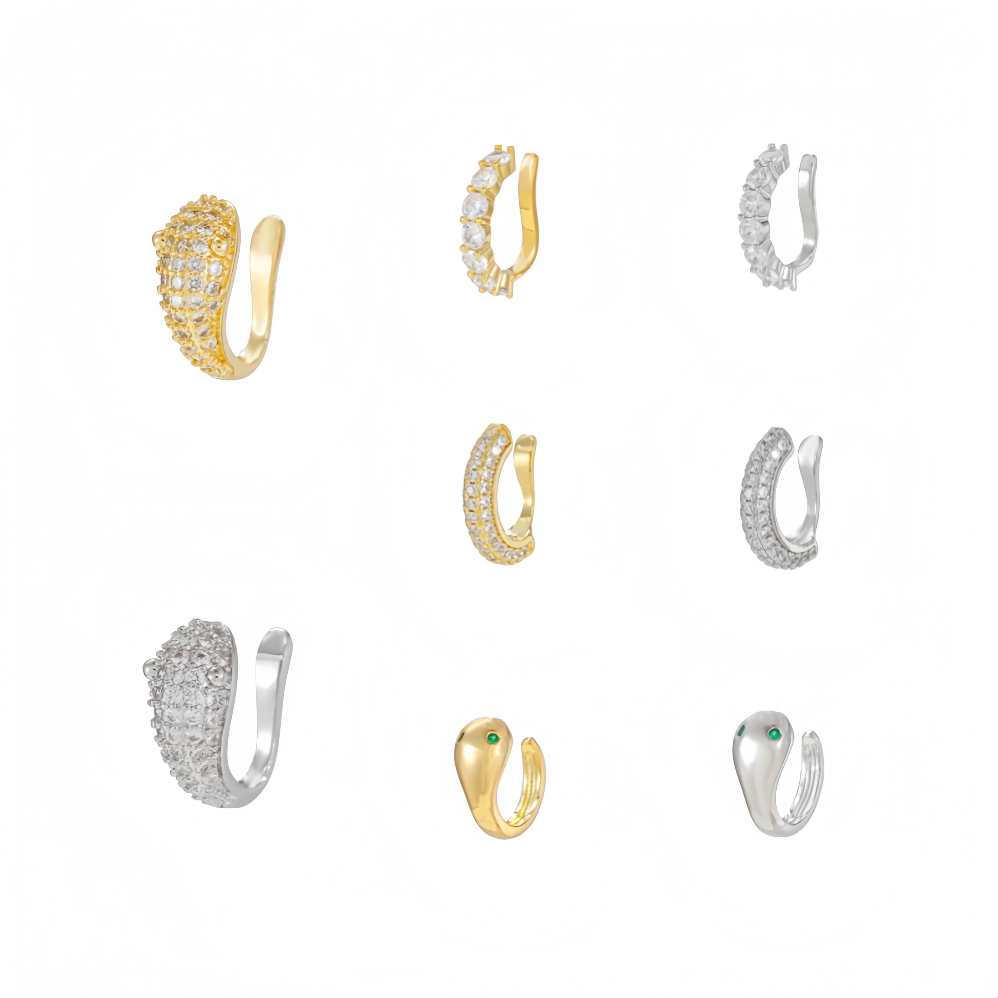 18K Gold Plated 3A Zircon Hypoallergenic Women's Non-Piercing Cartilage Wrap Ear Cuff Earrings Chunky Style Fashion Jewelry Gift
