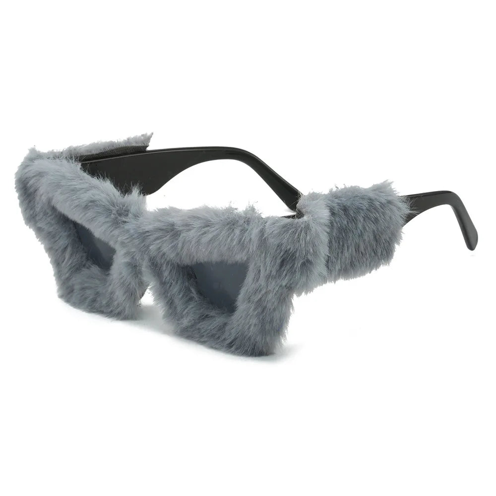 Trend 2024 Ins Wintre Fluffy Luxury Eyewear Uv400 Cat Eye Frames High Quality Funny Glasses Uv400 Classic Fashion Sunglasses