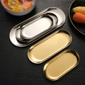Restaurant Bar Hotel Stainless Steel Gold Silver Decoration Oval Dinner Plate Wedding Party Food Stainless Steel Kitchen Tray