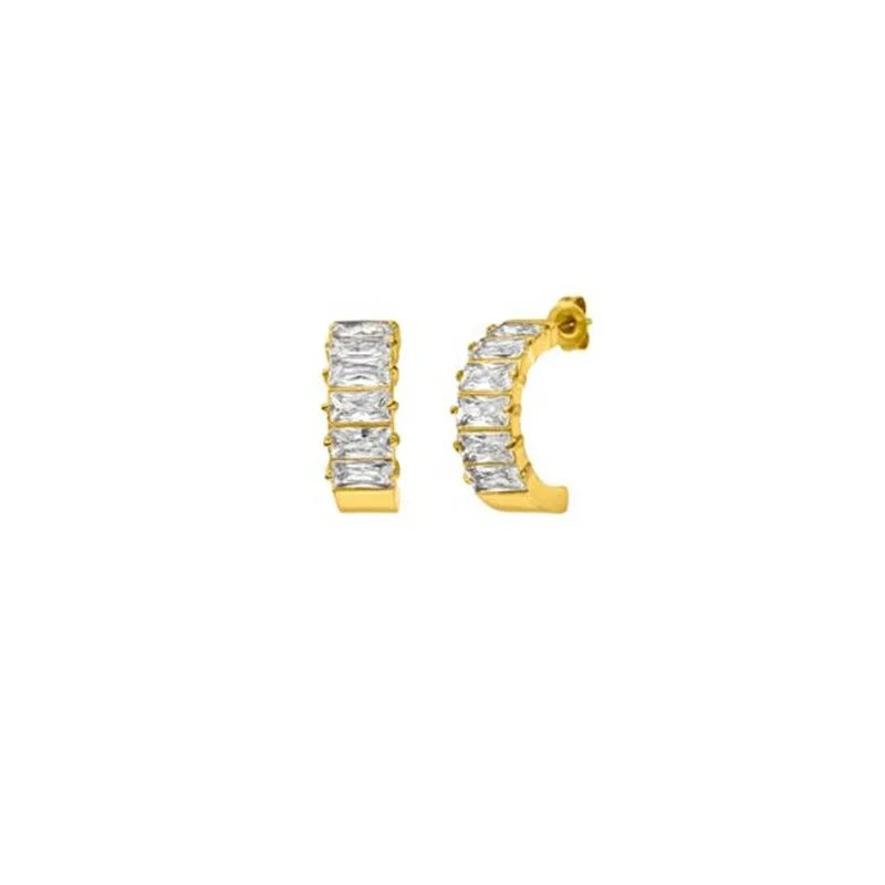 Newest Shining Kaleo Diamond Crystal Stud Earring Gold Plated Stainless Steel Geometric-shaped Fine Jewelry Zircon Best Gift for