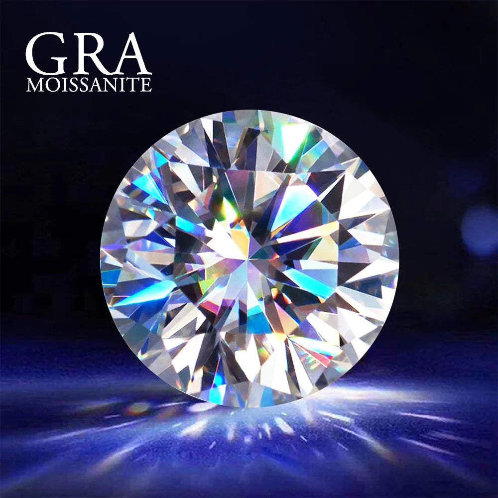 GRA Certificate Wholesale 1 Carat Loose Lab Created Moissanite Stones 6.5mm VVS1 Clarity Excellent Cut Polish Color Play/Fire