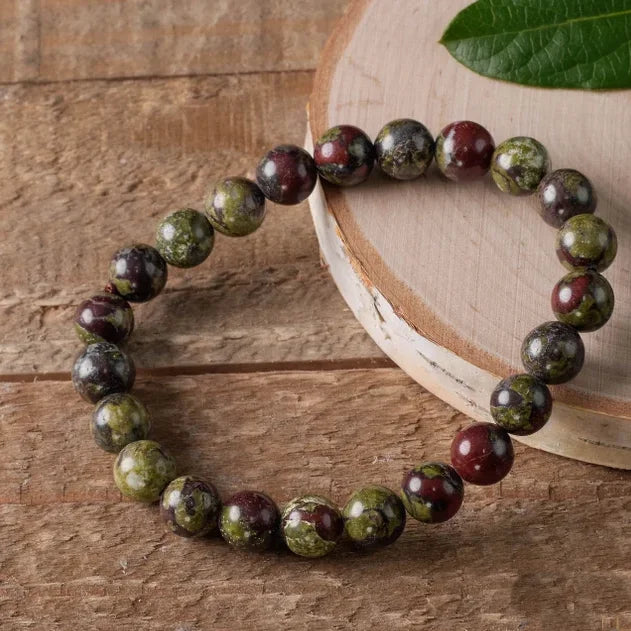 Handmade 6mm 8mm 10mm 12mm Natural Dragon Bloodstone Beaded Gemstone Bracelets With Healing Crystals Stones Jewelry