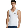 Men's Custom Logo Stretchy Seamless V Neck Seamless Athletic tank Top Ice Silk Sleeveless Breathable Material Shirt Summer Wear