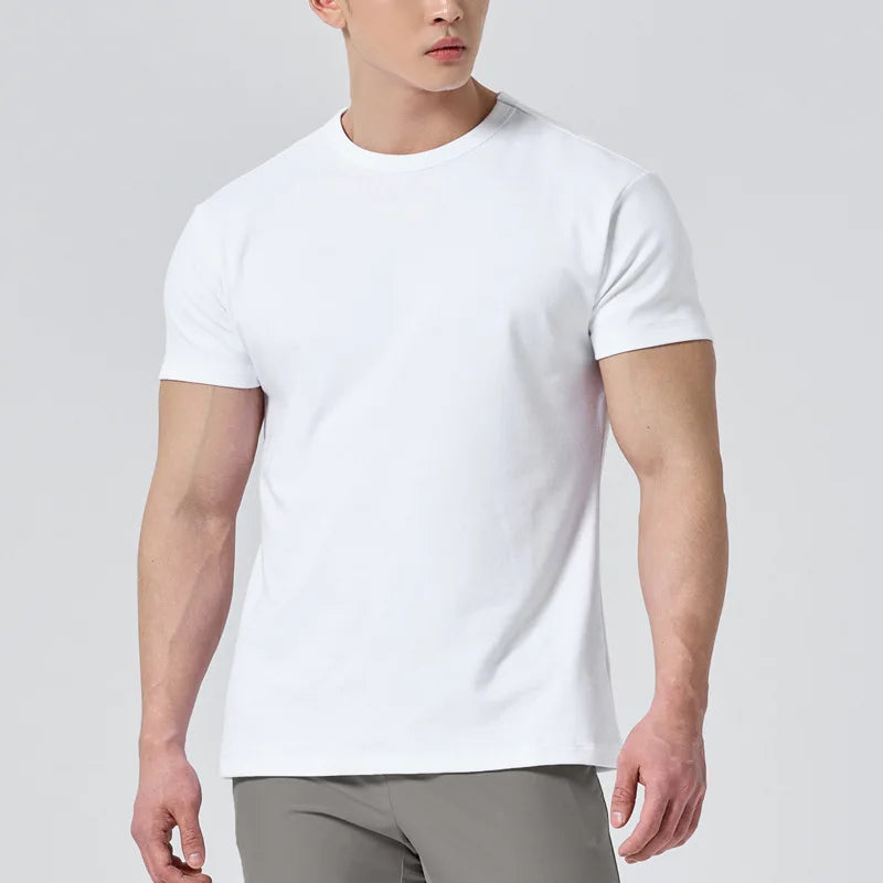 Custom Logo Gym Short Sleeve Tshirts 95% Cotton 5% Spandex Athletic Soft Workout Sports T Shirts for Men