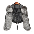 Winter Warm Women Jacket Genuine Sheepskin Shearling Fur Leather Jacket With Fox Fur Sleeves