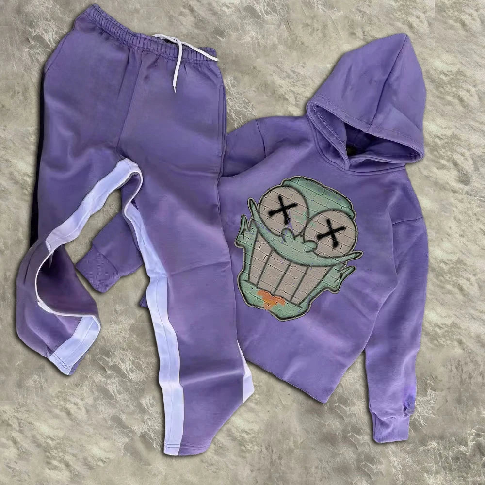 Custom Sweatshirts Hoodies Cut and Sew Oversized Cropped French Terry Cotton Cut Edge Raw Hem Acid Wash Hoodie Men