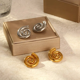 18K Gold Plated Stainless Steel 316L Geometric Conch Stud Earrings Trendy Personalized Jewelry Bijoux Prevent Allergy Metal