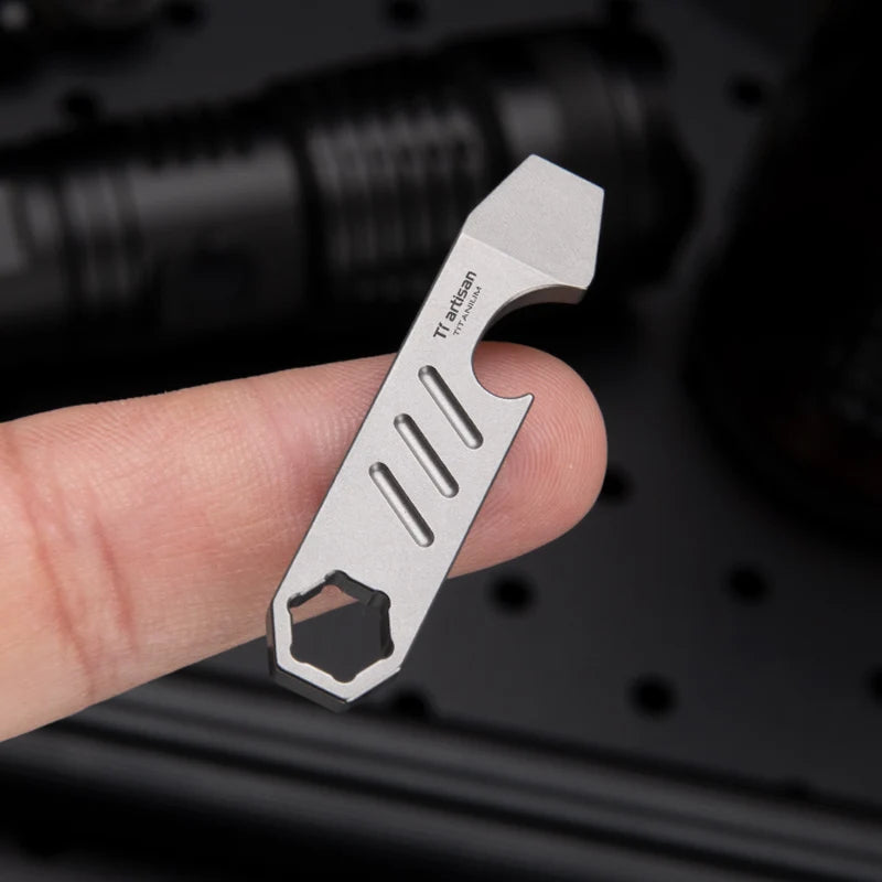 Mini TC4 Titanium Alloy Crowbar Bottle Opener Graduated Scale Hexagon Wrench EDC Outdoor Tools Multifunction Camping Tool