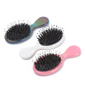 Promotional Ionic Hair Straightener Brush Cushion Compact Nylon Detangler with Round Feature Electroplated Hair Care Tool