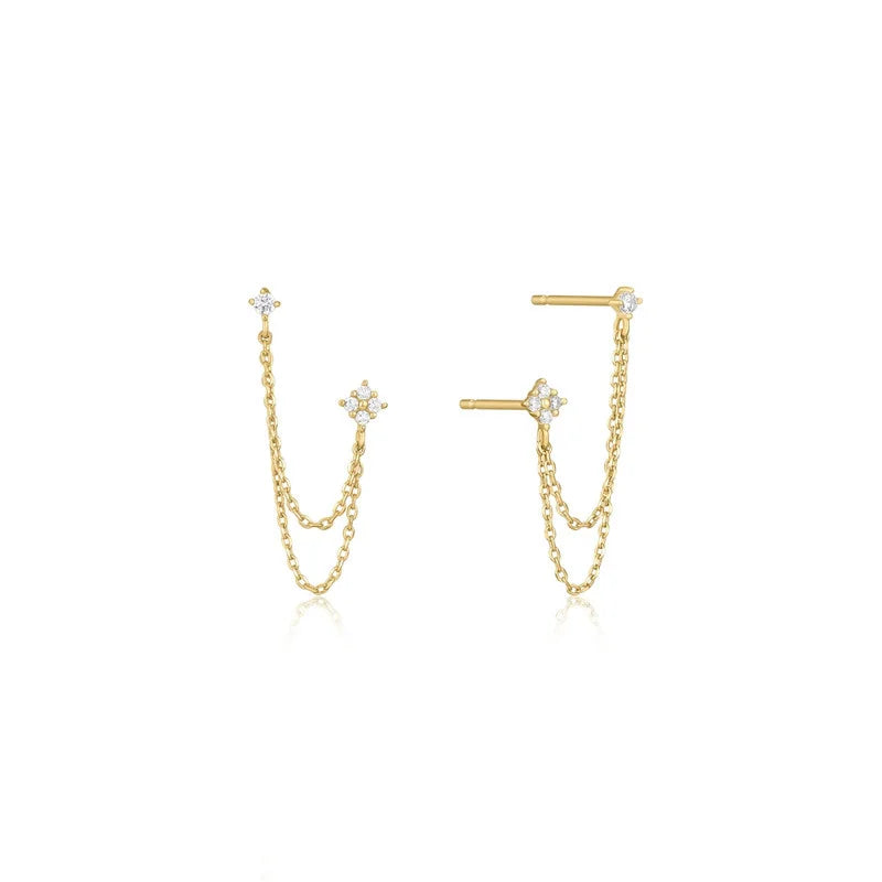 Fashion Cute Personality S925 Sterling Silver Earring Simple Temperament Chain Zircons Flower Study Earrings for Women