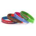 Promotion Popular Silicone Wristband Two-Color Segmented Embossed Printing Happy Birthday Silicone Bracelet Event Birthday Gift