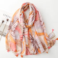 Wholesale New Arrival Soft Lightweight Summer Fashion Large Size Flower Printed Shawl With Tassels Malaysia Women Floral Scarves