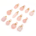Pink Crystal Quartz Cylinder Pendant NecklaceInfused Gemstone Rose Quartz Oil PendantPopular Elegant Perfume Bottle Jewelry
