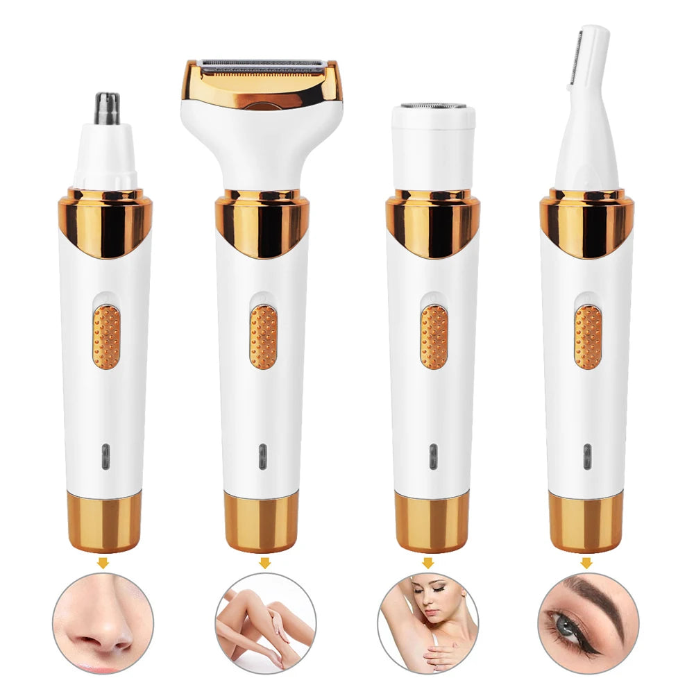 Electric Razor for Woman 4 in 1 Bikini Trimmer and Shaver Wet/Dry Electric Body Hair Cordless Facial Hair Removal Razor