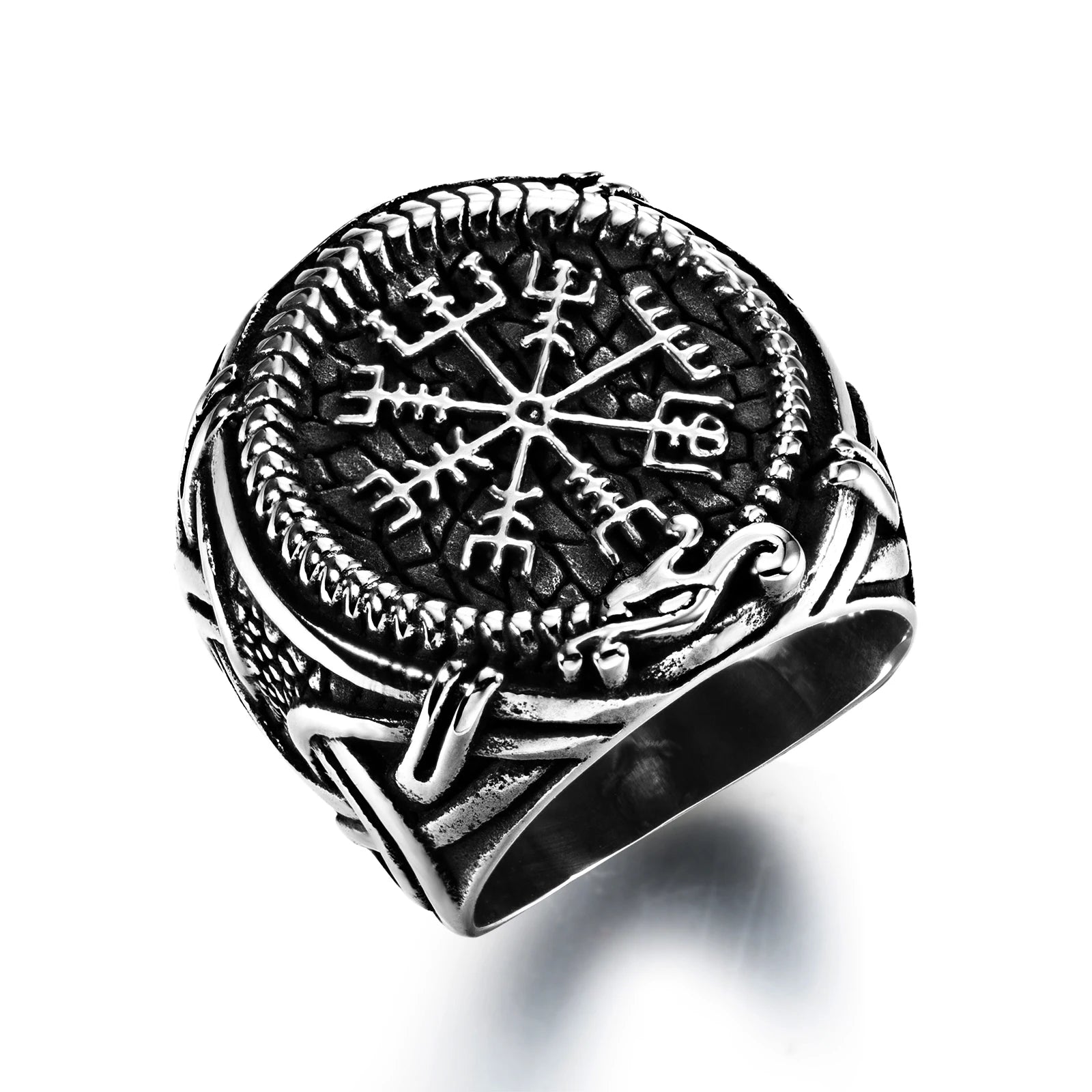 Wholesale Viking Men's Ring Jewelry Customized Silver Ring Stainless Steel Ring for Man
