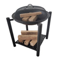 Outdoor Steel Fire Pit Bowl Wood-Burning Patio Feuerschale with Grill for Backyard Garden Camping