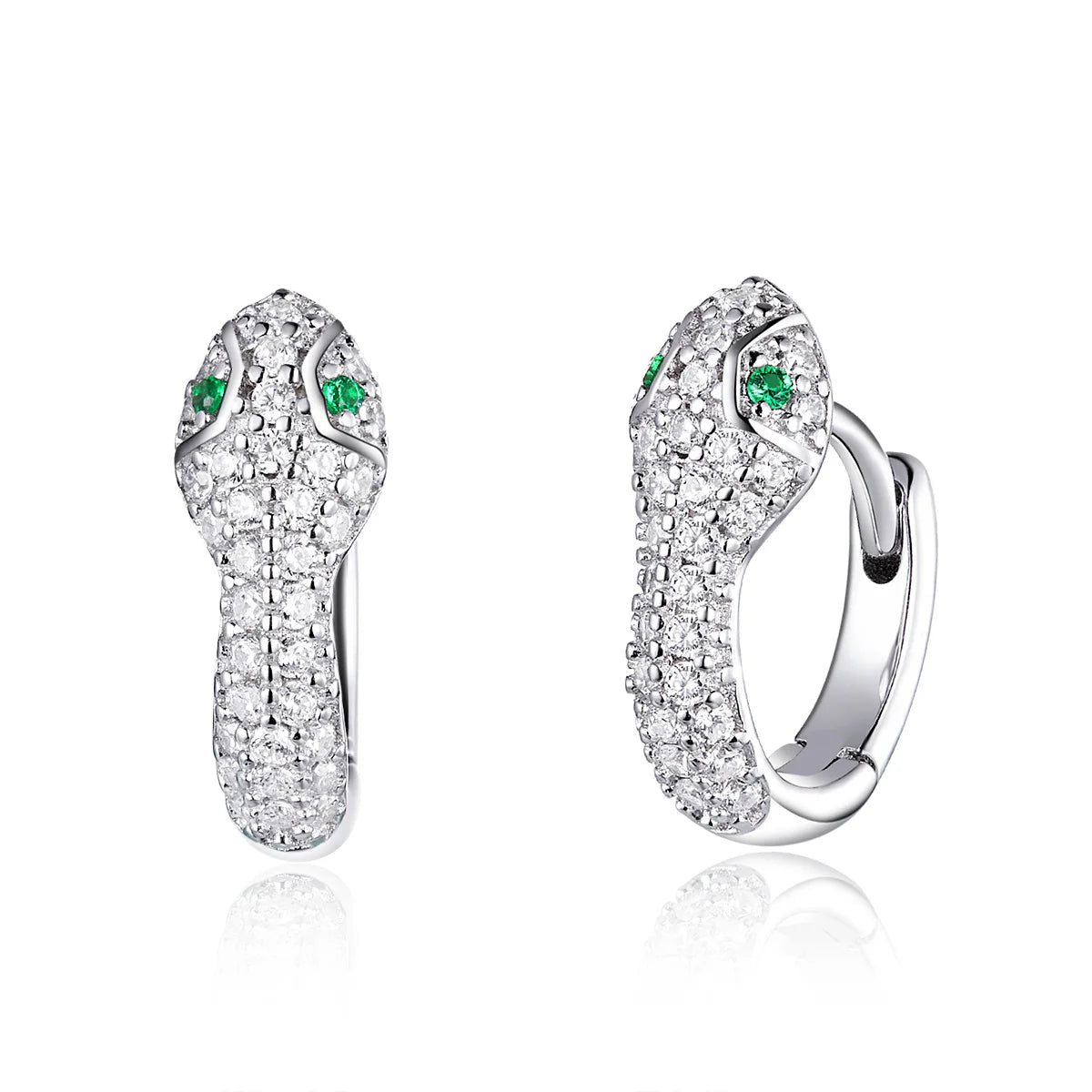 Hot Sale 925 Sterling Silver Shiny CZ Snake Hoop Earrings Fashion Jewelry for Woman Birthday Gift DIY SCE922
