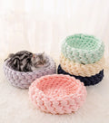 Donut Cat and Dog Bed Machine Washable Plush Anti-Slip Round Cuddle Comfort Pet Bed with Solid Pattern