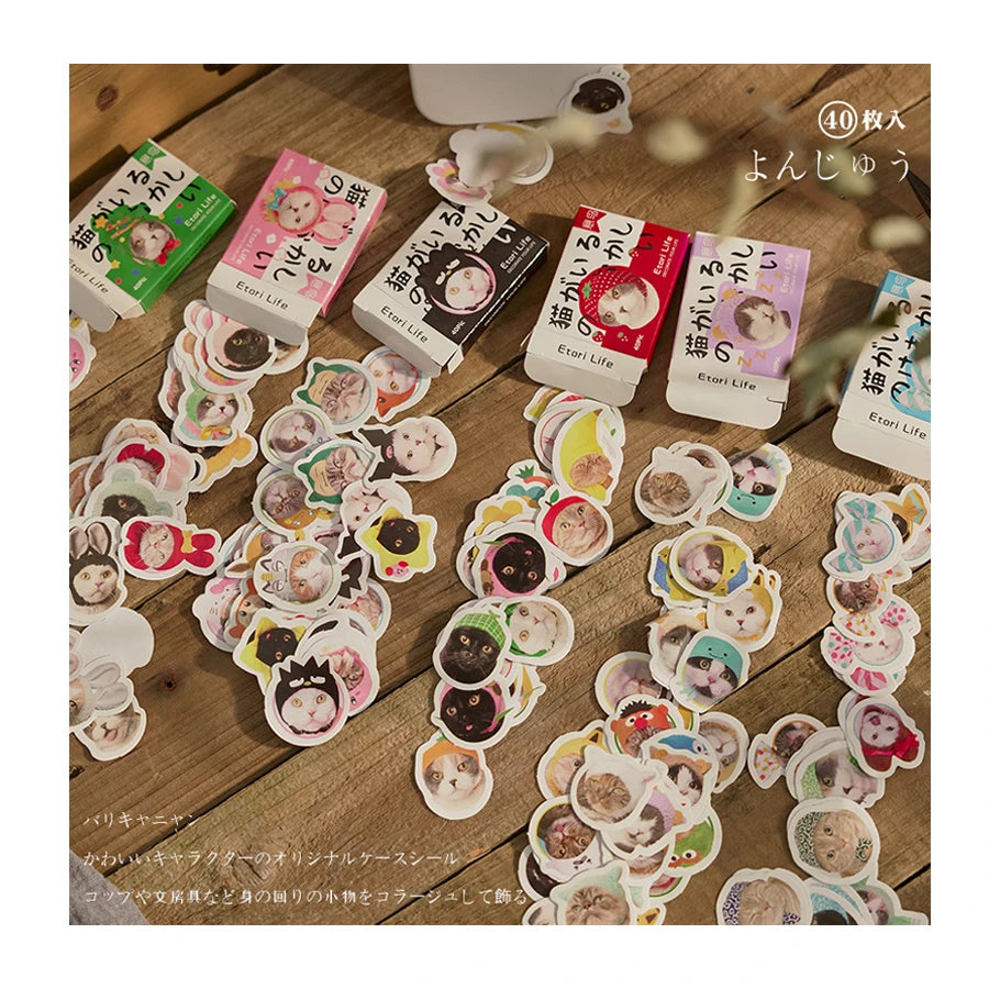 Wholesale Cute Animal Cat Stickers Stationery Gift for Kids DIY Japan Kawaii Decorative Scrapbook Stickers for Notebook Diary