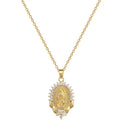 Women's Religious Stainless Steel Stainless Steel Necklace Rhinestone Diamond Virgin Mary Pendant for Christian Anniversaries