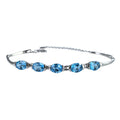 Exquisite Rhodium Plated Silver 925 Jewelry Natural Swiss Blue Topaz Bracelet for Women Anniversary Gift