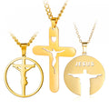 Myshape Jesus Crucifix Cross Necklace Religious Bible Prayer Christ the Redeemer Statue Pendant Stainless Steel Religious Gift