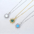 Daidan Korean Women Trendy Flower 18K Gold Plated 925 Sterling Silver Zircon Flower Opal Necklace