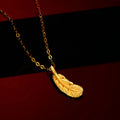 Fashion Style 24k Gold Three-Dimensional Necklace Pendant for Women Feather Style Real Gold Beautiful Necklace Pendant