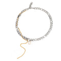 Punk Asymmetric Curb Chain Necklaces for Women Simple Natural Pearl Girl Collar JewelryRock Multi-Layered Neck Accessory