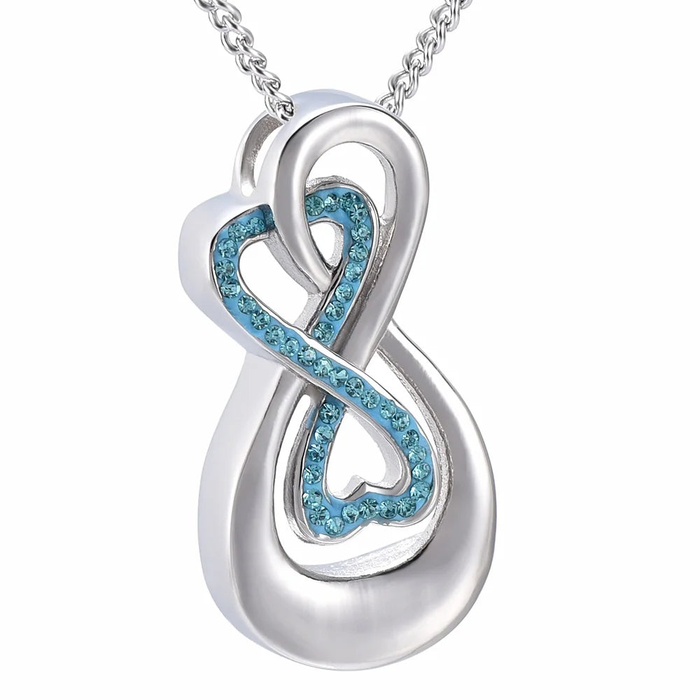 Stainless Steel Cremation Infinity Urn Necklace Locket Forever Ashes Crystal Memorial Keepsake Urn Pendant Ashes Urn Cremation