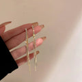 OEM 925 Silver Needle Long Dangle Earring Real Gold Plated Rhinestone Tassel Earrings for Women Jewelry