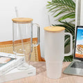 32oz 40oz Glass Cup Sublimation Clear Frosted Glass Tumbler With Handle