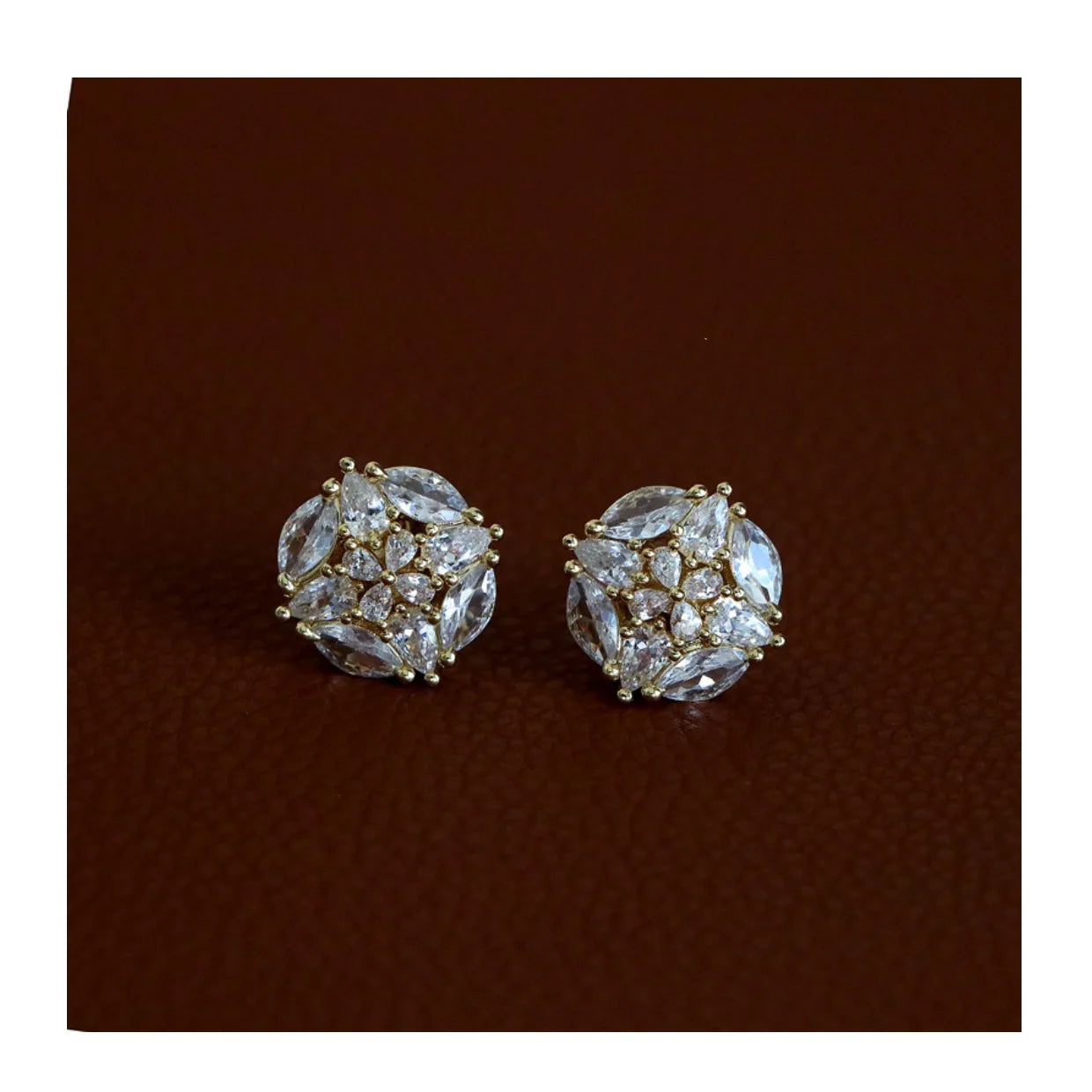 Luxury Style 925 Sterling Silver Cubic Zircon Flower Shape Earrings Women Earring Girls Jewelry Accessories